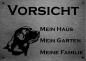 Preview: Edelstahl Warnschild Labrador VORSICHT Mein Haus mein Garten meine Familie